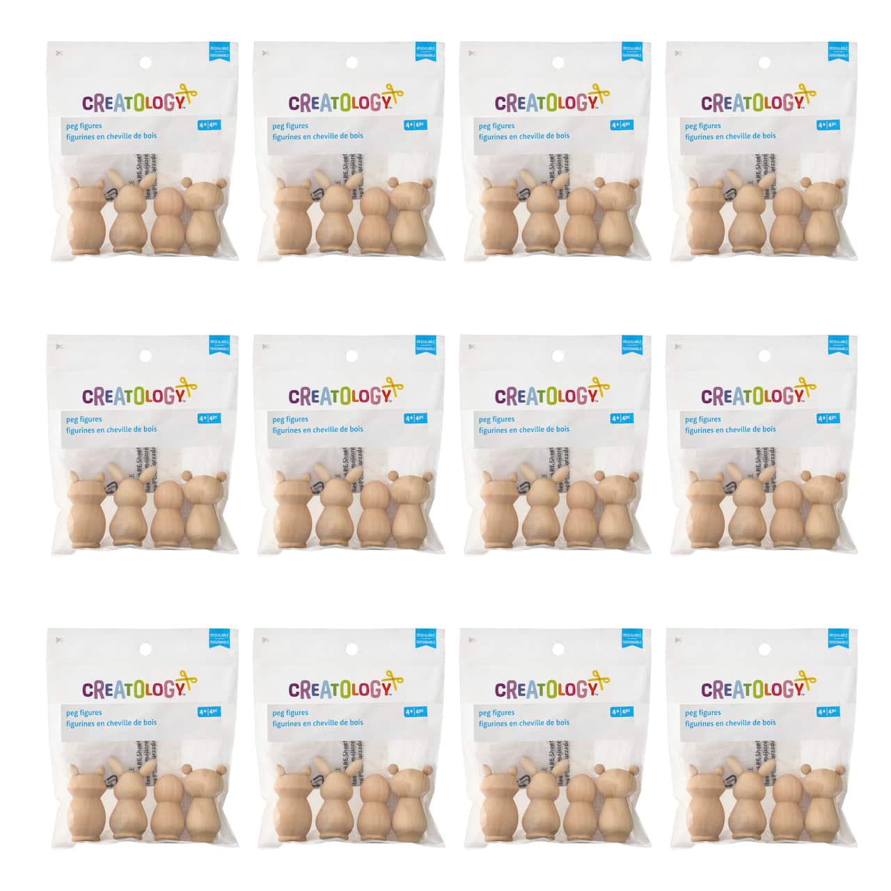 12 Packs: 4 ct. (48 total) Mixed Animal Peg Figures by Creatology™